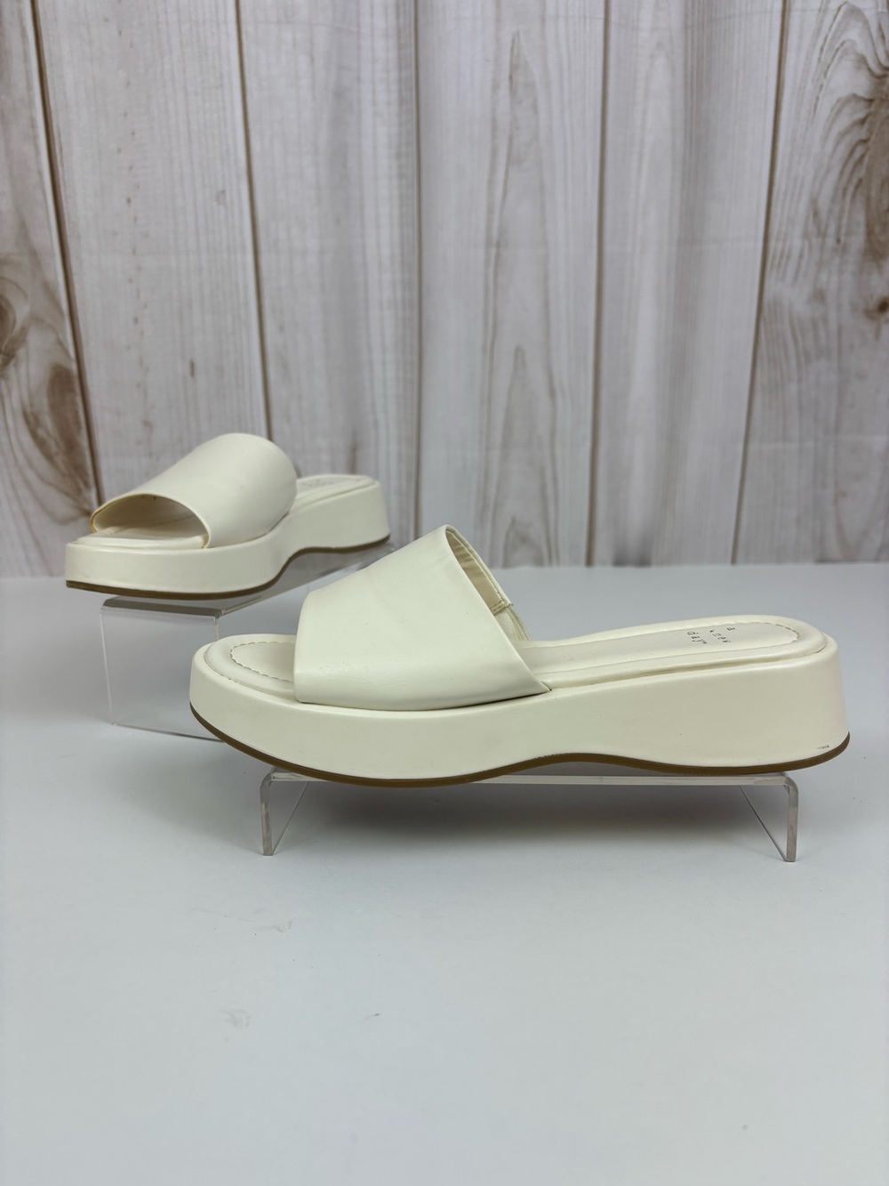 A New Day Sandals Wedge Slide Platform Minimalist Comfort Chunky White Size 7.5